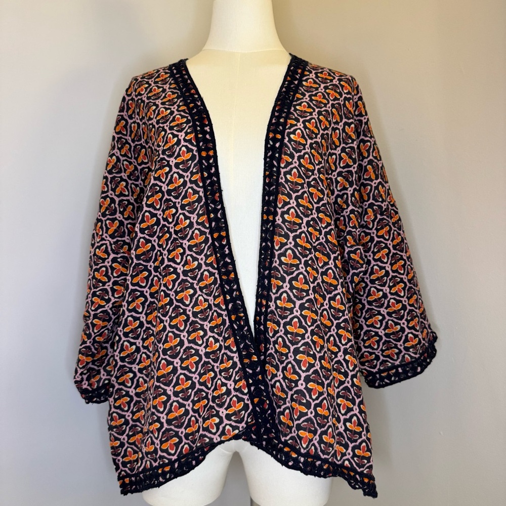 J. Jill Black and Orange Patterned Cardigan